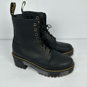 Dr. Martens Black Combat Boots with Yellow Stitching